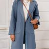 Womens Pea Coat Notched Lapel Single Breasted Long Jacket Winter Casual Trench Coat Outerwear