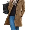 Women's Casual Thicken Wool Blend Stand Collar Single Breasted Pea Coat