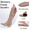 Women's Knee High Boots, Wide Calf Chunky Block Low Heel and Slouchy Pointed Toe Winter Long Boots for Women.