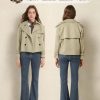 Women's Fall Cropped Trench Coat Double Breasted Casual Trendy Work Office Travel Short Jackets Outerwear with Pocket