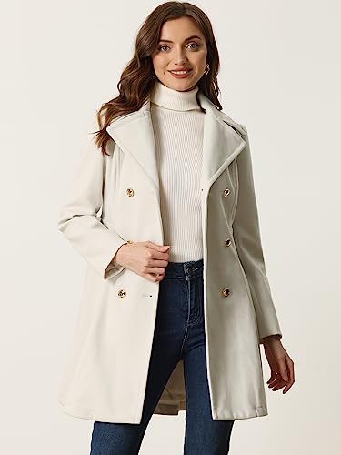 Fall Coats for Women 2025 A-Line Double Breasted Lapel Collar Long Winter Pea Coat