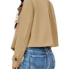 Womens Cropped Trench Coat Casual Long Sleeve Notched Lapel Blazer Jacket