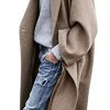 Women's Oversized Notched Collar Wool Blend Single Breast Midi Long Trench Coat
