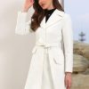Winter Coats for Women's Lapel Collared Single Breasted with Belt Overcoat Trench Outerwear