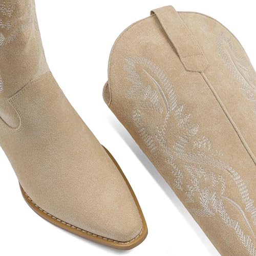 Knee High Boots Women Cowgirl Cowboy Western Fall Chunky Block High Heel Tall Long Fashion Boot Side Zipper