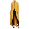 Womens Long Dovetail Gothic Trench Coat Polka Dot Zipper Up Tailcoat Jacket