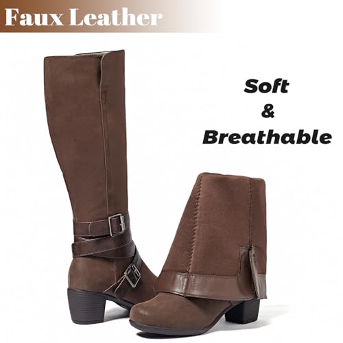 Women's Knee High Boots with Chunky Heel, Pointed Toe, Comfortable and Fashionable for Fall and Winter Wear for Women.