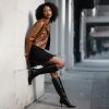 Knee High Boots Women Faux Leather Boots Low Heel Square Toe Side Zipper Fall Long Tall Boots for Women