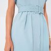 Womens Turn Down Collar Shirt Dress Short Wing Sleeve Button Down Dress Trench Coat Formal Elegant Dress With Belt