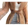 Women's Sheer Mesh Long Sleeve Jacket Summer See Through Belted Button Down Lightweight Cardigan