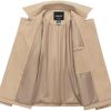 Women's Cropped Trench Coat Classic Double Breasted Lapel Jacket Water Repellent Outerwear