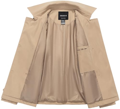 Women's Cropped Trench Coat Classic Double Breasted Lapel Jacket Water Repellent Outerwear