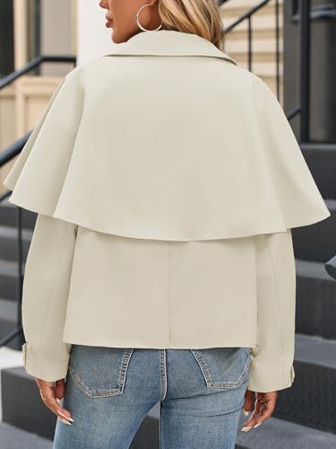 Womens Cropped Trench Coat Casual Lapel Single Breasted Cape Sleeve Short Jacket 2025 Fall Fashion Outerwear