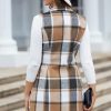 Plaid Vest for Women Fall Winter Sleeveless Blazer Jackets