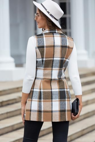 Plaid Vest for Women Fall Winter Sleeveless Blazer Jackets