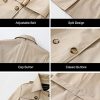 Women's Long Trench Coat Double-Breasted Classic Lapel Overcoat Belted Slim Outerwear Coat with Detachable Hood