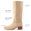 Women's Knee High Campus Boots Square Toe Chunky Block Low Heel Vintage Long Boots for Women Wide Calf