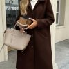 Womens Long Pea Coats Single Breasted Lapel Jackets Casual Oversized Wool Blend Overcoats with Pockets