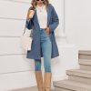 Womens Pea Coat Notched Lapel Single Breasted Long Jacket Winter Casual Trench Coat Outerwear
