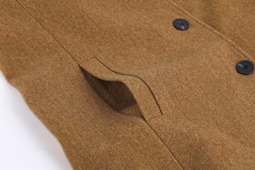 Women's Casual Thicken Wool Blend Stand Collar Single Breasted Pea Coat