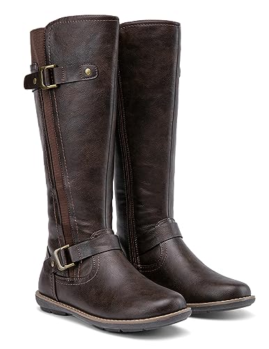 Women's 9656 Knee-High Boots Fashion Riding Boots with Buckle
