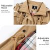 Women's Waterproof Rain Jacket Long Raincoat Hooded Windbreaker Trench Coat