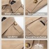 Women's Cropped Trench Coat Classic Double Breasted Lapel Jacket Water Repellent Outerwear
