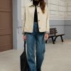 Womens Cropped Trench Coat Single Breasted Classic Lapel Overcoat Plaid Lined Oversized Outerwear