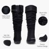 Women's 942 Knee High Boots Suede Slouch Flat Comfort Boots