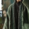 Women's Quilted Knee Length Coat Open Front Kimono Style Jacket Handmade Threading Outwear for Winter