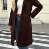 Womens Long Pea Coats Single Breasted Lapel Jackets Casual Oversized Wool Blend Overcoats with Pockets