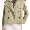 Women's Fall Cropped Trench Coat Double Breasted Casual Trendy Work Office Travel Short Jackets Outerwear with Pocket
