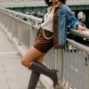 Knee High Boots Womens Pointed Toe 2.17-Inch Kitten Heel Side Zipper Fall Long Tall Boots for Women
