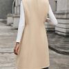Womens Long Wool Vest Fall Winter Sleeveless Blazer Jackets Trench Coat Outerwear Tops