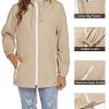 Womens Waterproof Raincoat Lightweight Breathable Rain Jacket Hooded Rain Coat Outdoor Active Windbreaker with Pocket