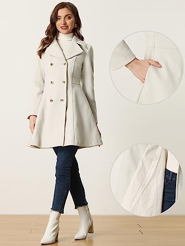 Fall Coats for Women 2025 A-Line Double Breasted Lapel Collar Long Winter Pea Coat