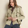 Women's Fall Cropped Trench Coat Double Breasted Casual Trendy Work Office Travel Short Jackets Outerwear with Pocket