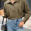 Women's Cropped Trench Coat Casual Long Sleeve Button Down Lapel Short Pleated Jacket Fall Fashion Outerwear