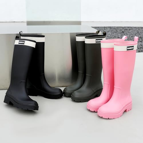 Rain Boots for Women, Waterproof Rubber Garden Boots Durable Slip Resistant Muck Boots,Tall Water Fishing Shoes Comfort Knee