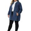 Plus Size Denim Jacket for Women Buttons Long Sleeve Jean Jackets