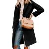 Women's Notch Lapel Double Breasted Wool Blend Mid Long Pea Trench Coat