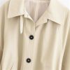Women's Short Trench Coat Casual Long Sleeve Lapel Belted Jacket Single Breasted Solid Color Outerwear