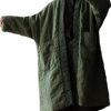 Women's Quilted Knee Length Coat Open Front Kimono Style Jacket Handmade Threading Outwear for Winter