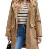 Women's Waterproof Rain Jacket Long Raincoat Hooded Windbreaker Trench Coat