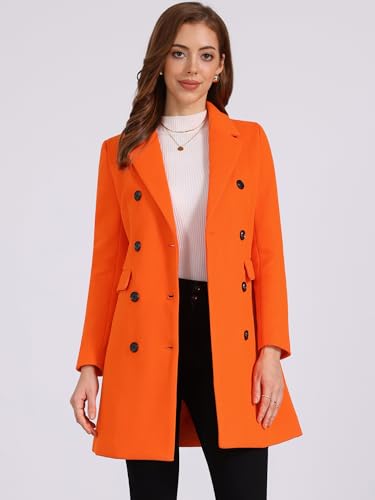 Women's Winter Coat Elegant Notched Lapel Double Breasted Trench Coat