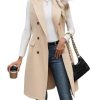 Womens Long Wool Vest Fall Winter Sleeveless Blazer Jackets Trench Coat Outerwear Tops