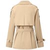 Women's Double Breasted Short Trench Coat Water-Resistant with Belt