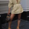 Women Long Sleeve Fall Casual Mini Dresses V Neck Zipper Cargo Safari Short Dress Drawstring Waist Dresses