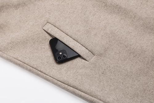 Women's Oversized Notched Collar Wool Blend Single Breast Midi Long Trench Coat