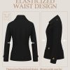 Women's Cropped Trench Coat Classic Double Breasted Lapel Jacket Water Repellent Outerwear